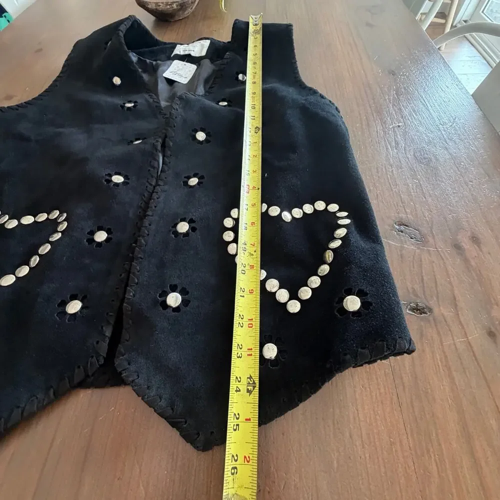 Free people Understated Leather Western Rachel Love Suede Vest nwt lg black